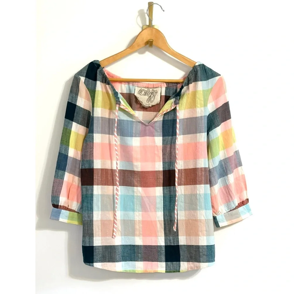 Ace & Jig Cotton Checked Rosa Top in Crown - Picture 1 of 6